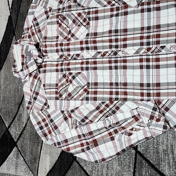 BKE ATHLETIC FIT PLAID SNAP-BUTTON LONG-SLEEVED SHIRT XXL - Picture 6 of 14